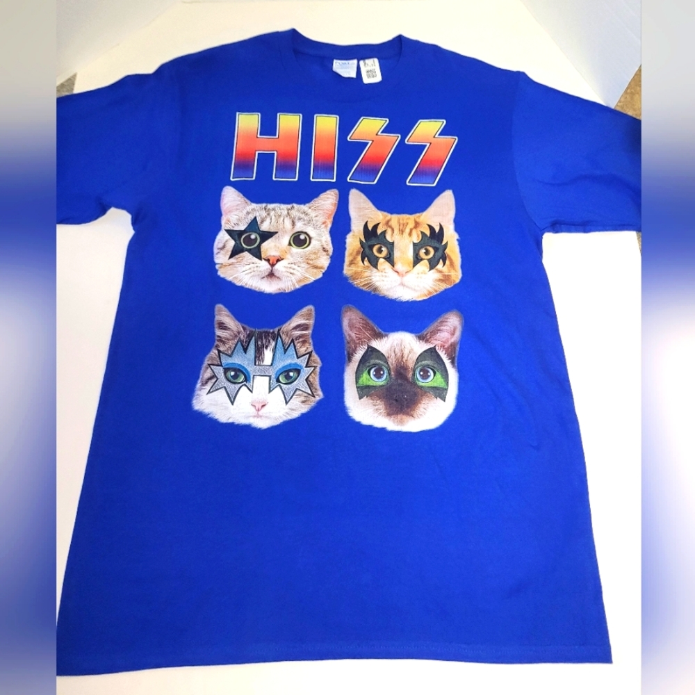 Adorable HISS Cats Royal Blue Short Sleeve T-Shirt Medium